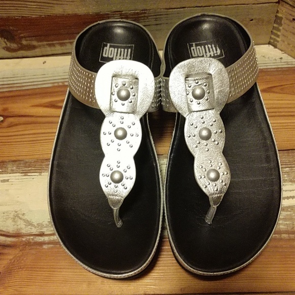 Fitflop Shoes - Metallic silver studded FitFlops